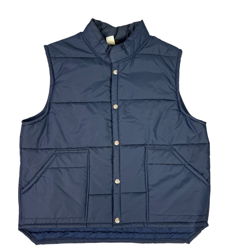 Bob Cat Vintage Blue Puffer Vest Jacket FE Size Large Made USA Ski 80s